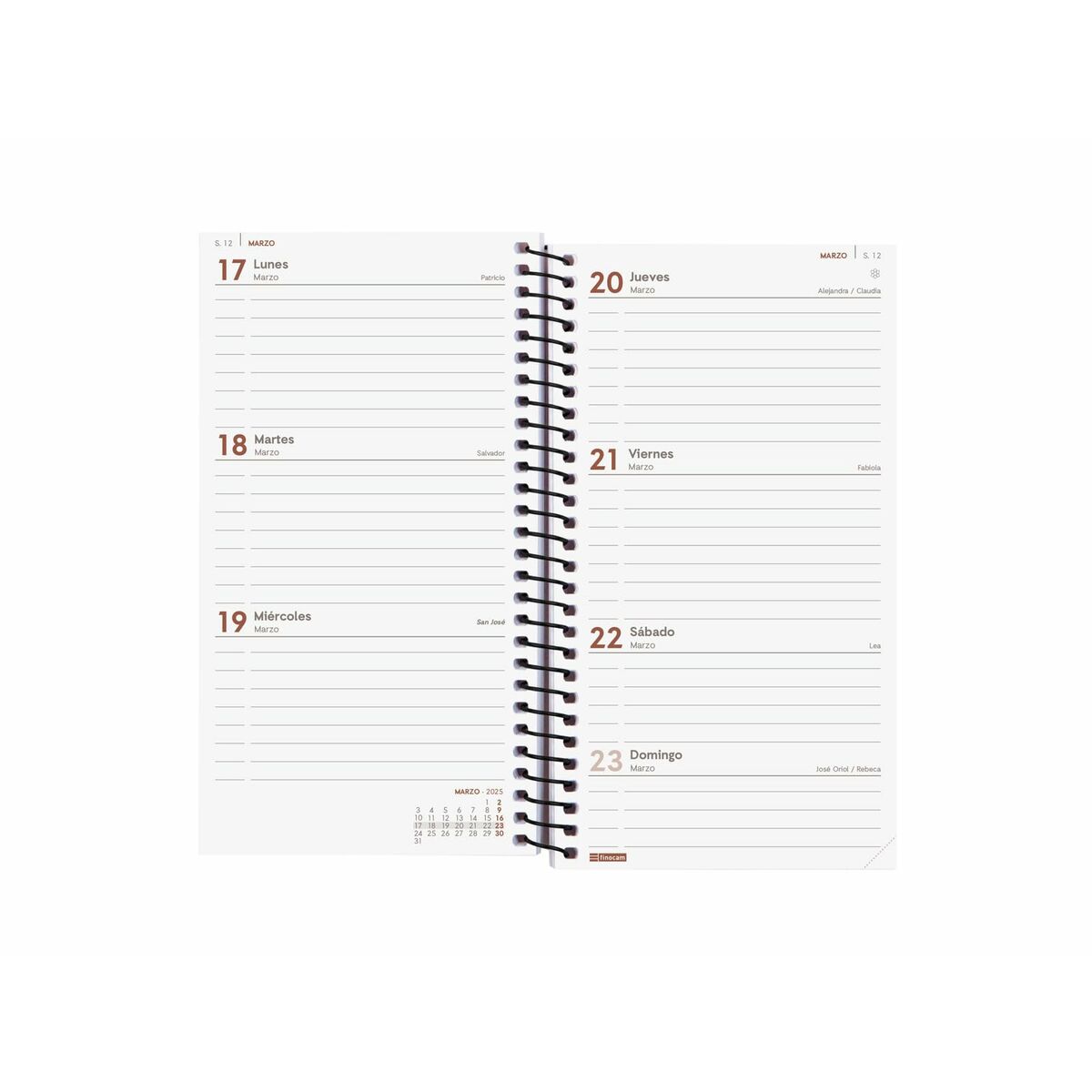 Agenda Finocam OPAQUE Negro 9,4 x 17,1 cm 2026
