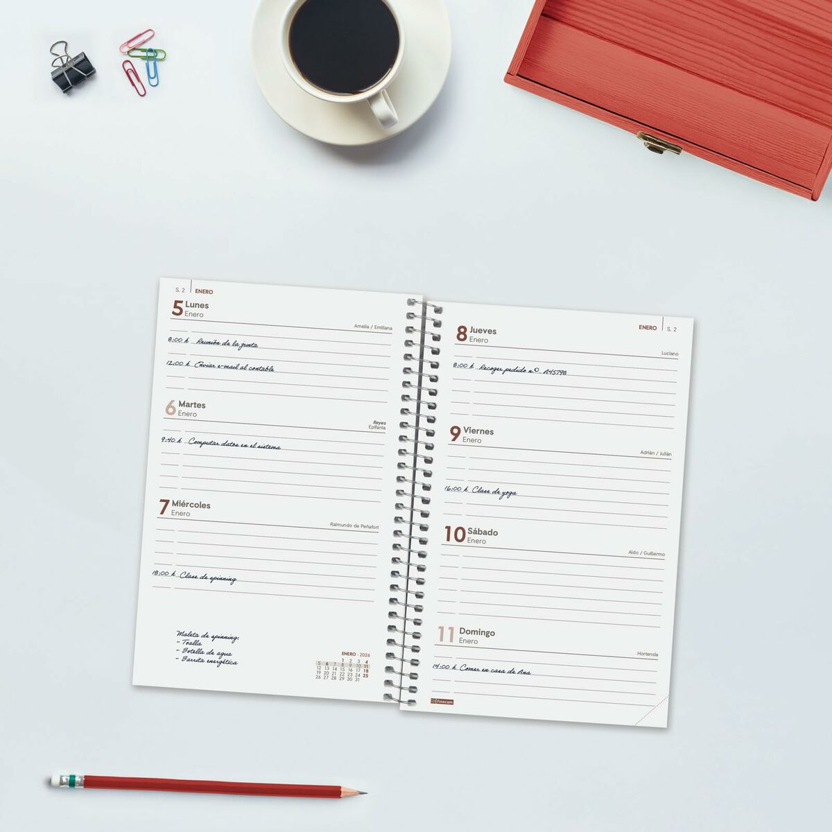 Agenda Finocam YEAR Rojo 11,7 x 18,1 cm 2026