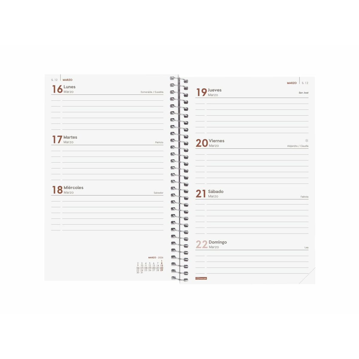 Agenda Finocam YEAR Rojo 11,7 x 18,1 cm 2026