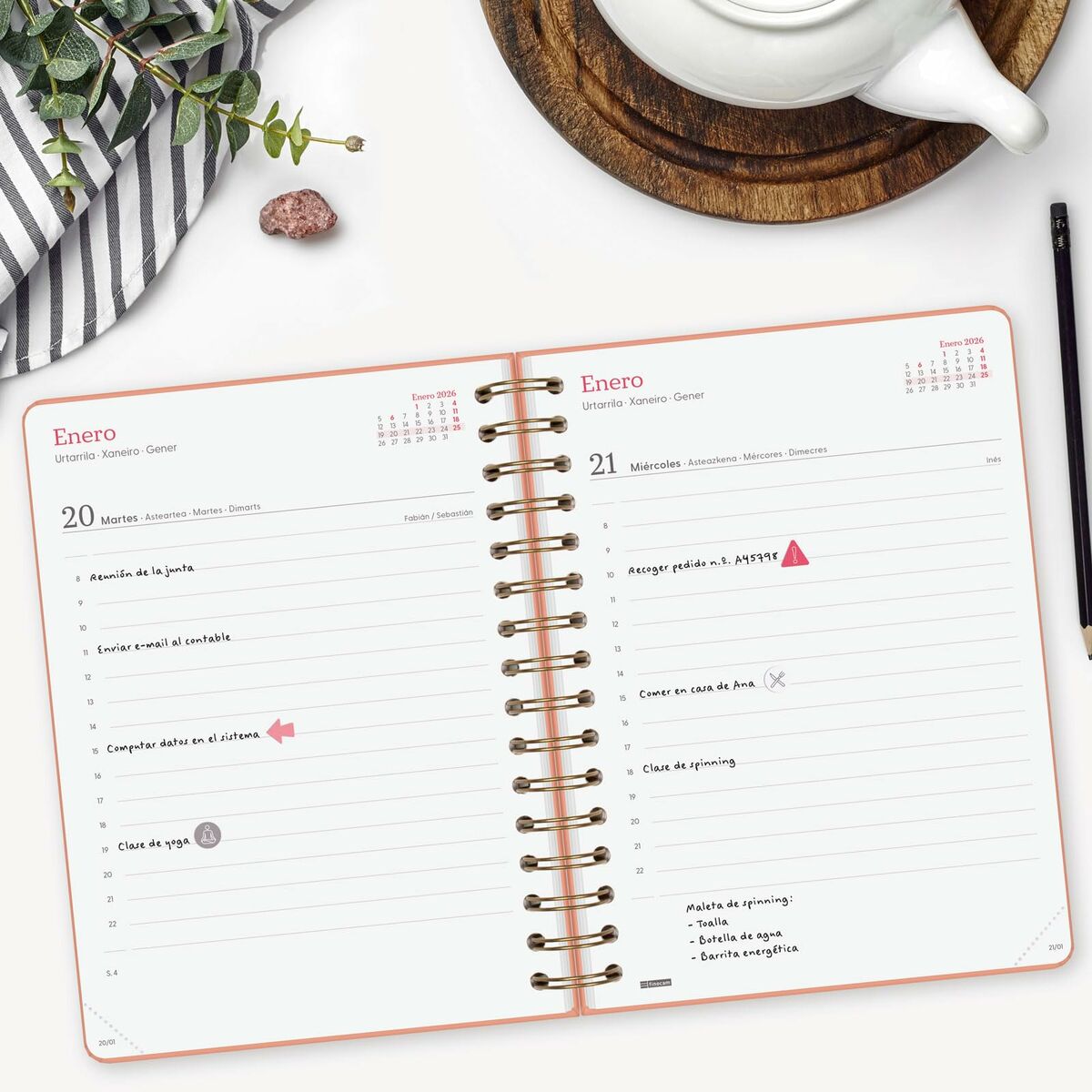 Agenda Finocam Alma Coral A5 15,5 x 21,2 cm 2026