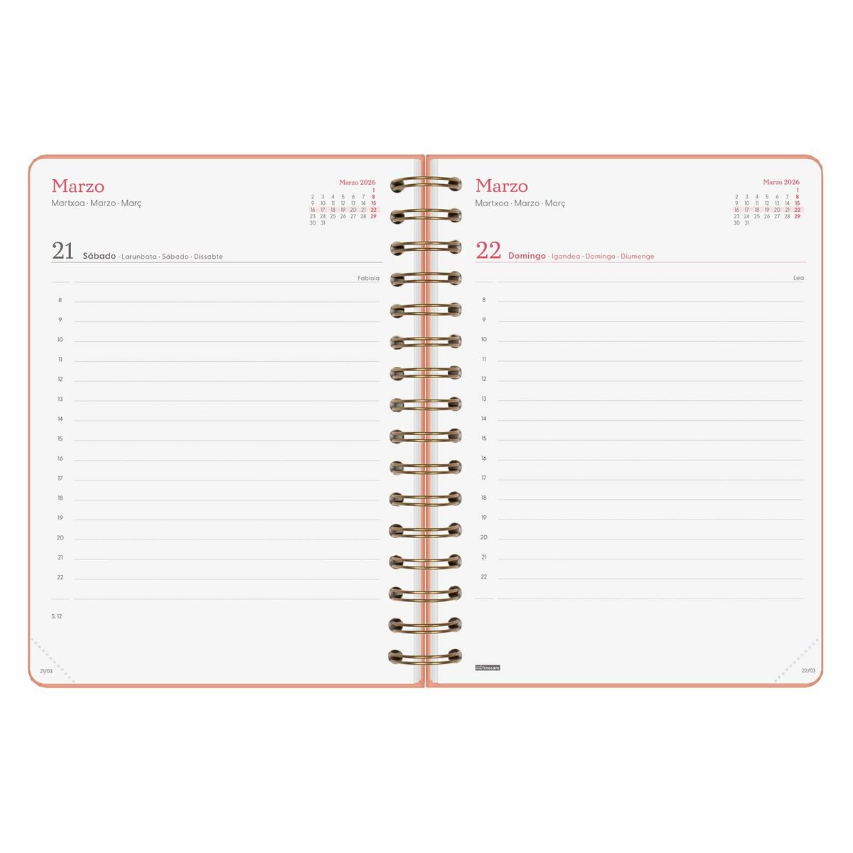 Agenda Finocam Alma Coral A5 15,5 x 21,2 cm 2026