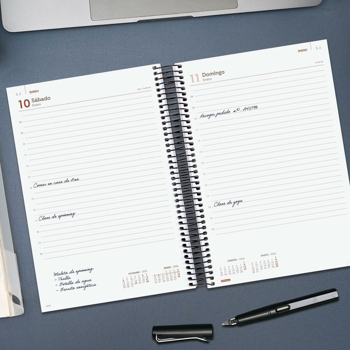 Agenda Finocam OPAQUE Negro 16,5 x 24,2 cm 2026