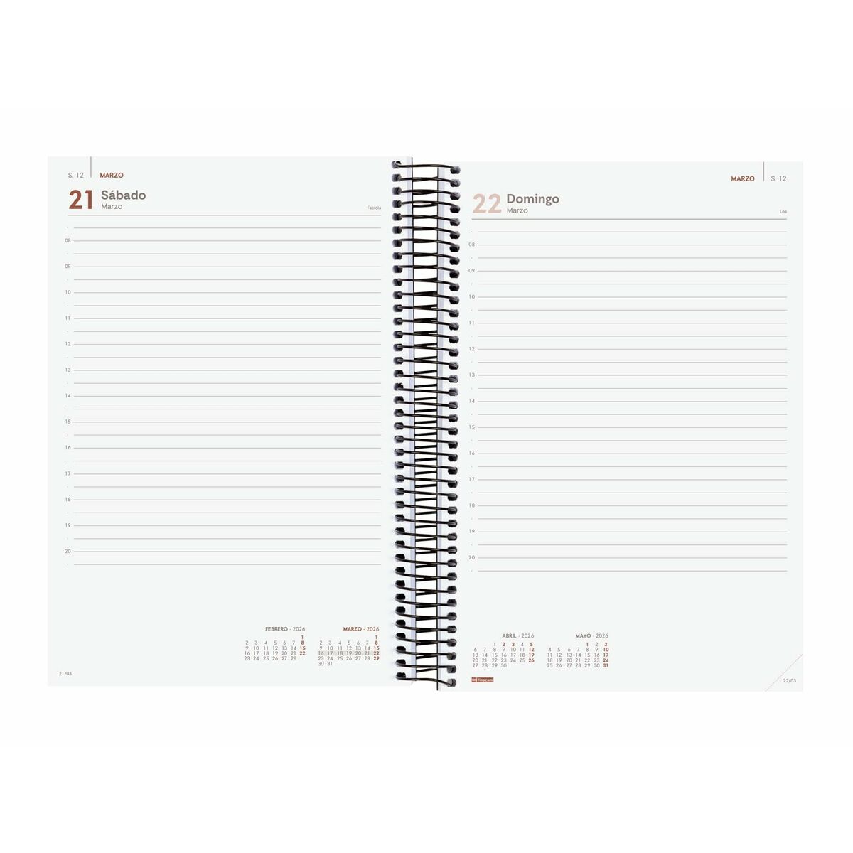 Agenda Finocam OPAQUE Negro 16,5 x 24,2 cm 2026
