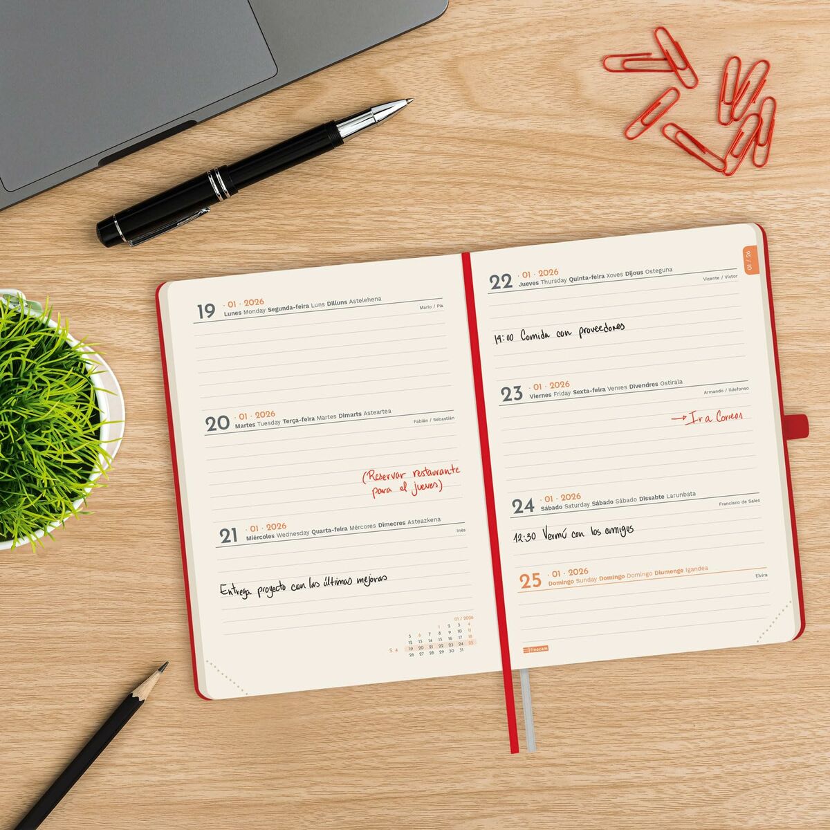 Agenda Finocam MÍNIMAL TEXTURA Rojo 11,8 x 16,8 cm 2026