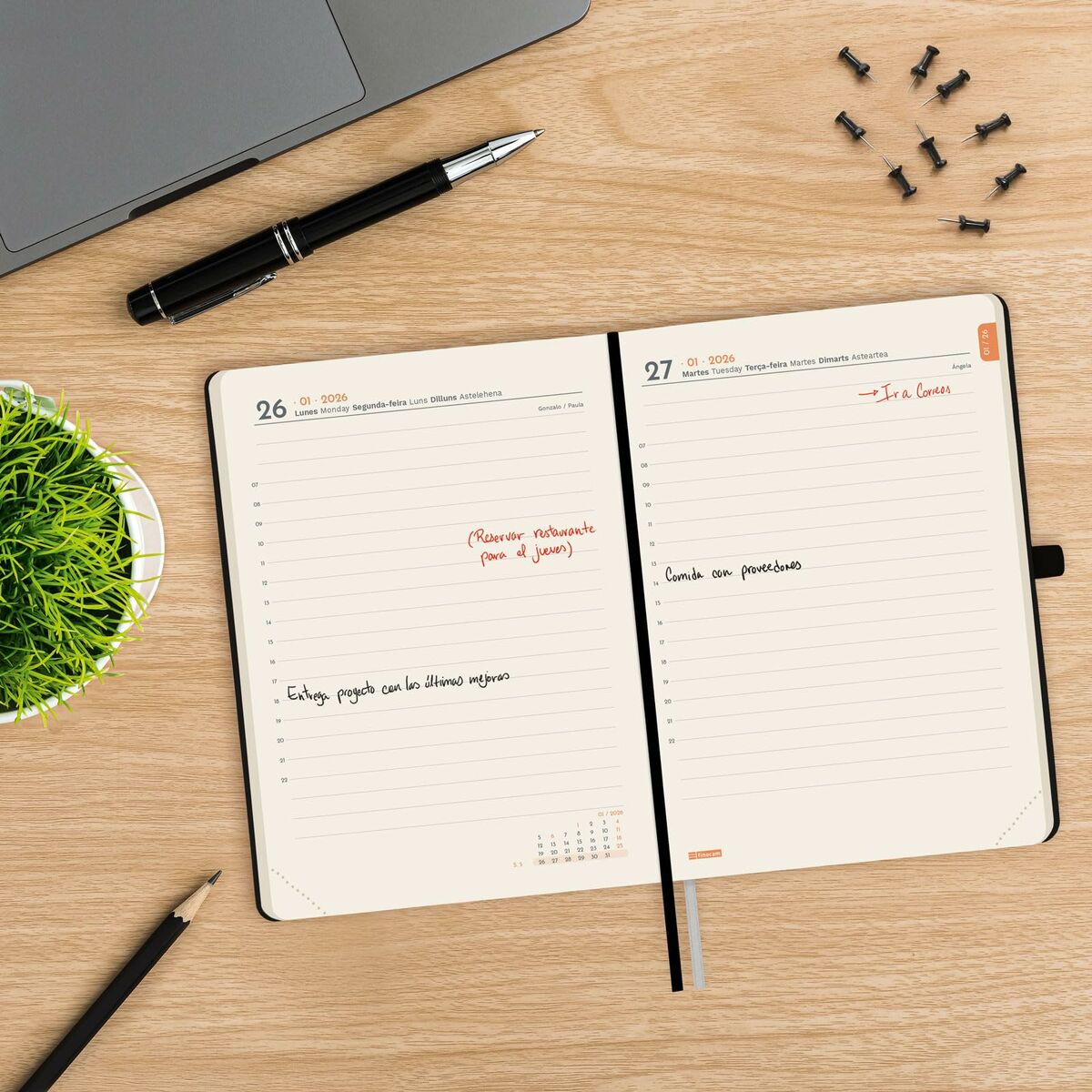 Agenda Finocam MÍNIMAL TEXTURA Negro 11,8 x 16,8 cm 2026