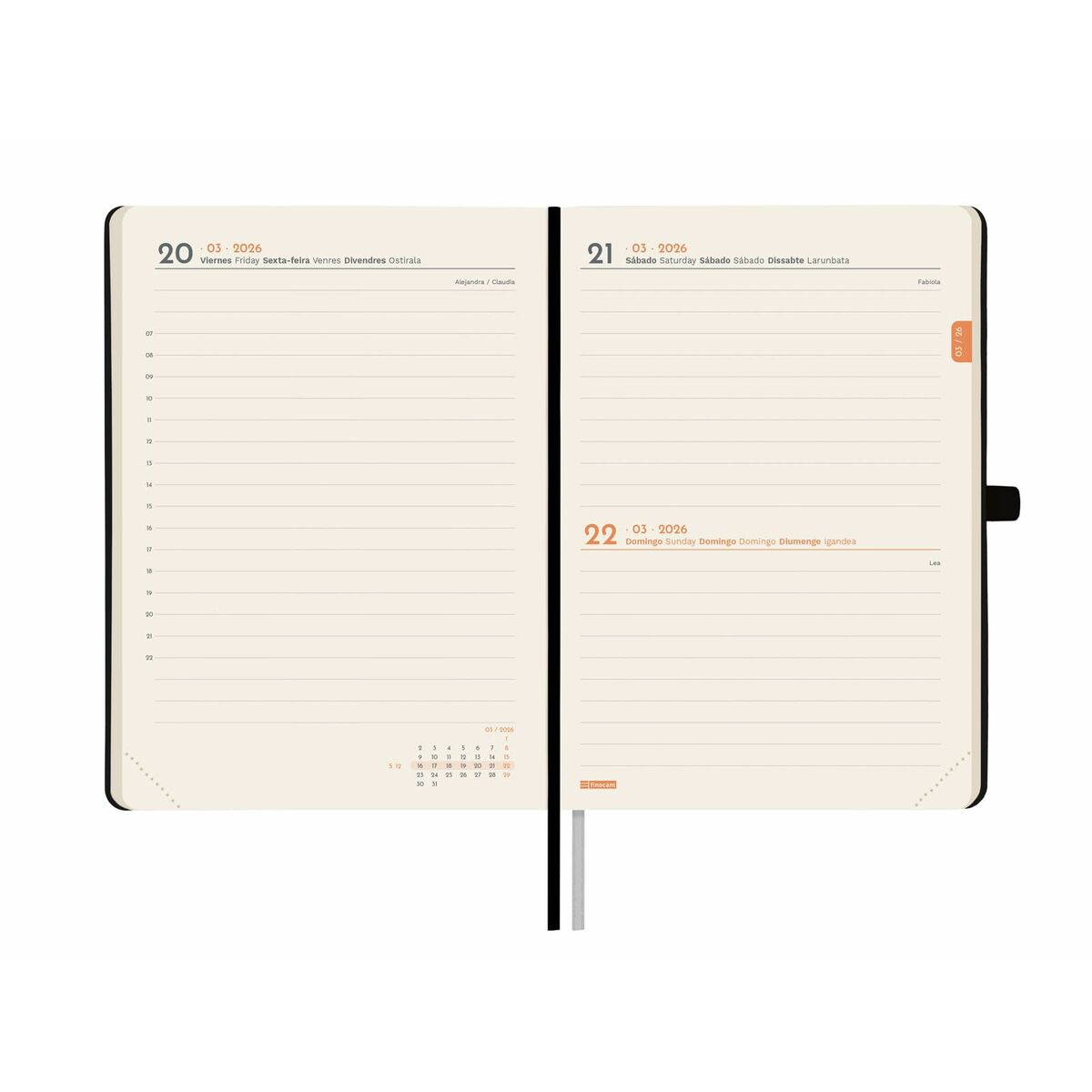 Agenda Finocam MÍNIMAL TEXTURA Negro 11,8 x 16,8 cm 2026