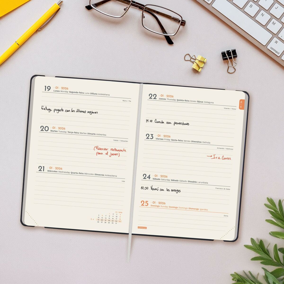 Agenda Finocam FLEXI Negro 11,8 x 16,8 cm 2026
