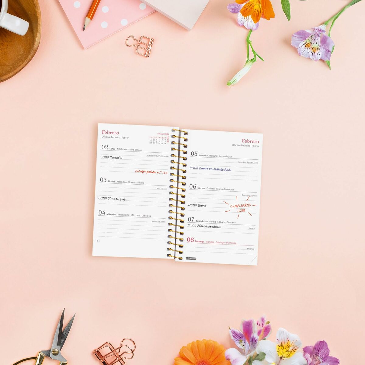 Agenda Finocam DESIGN COLLECTION Flora Mini 7,9 x 12,7 cm 2026