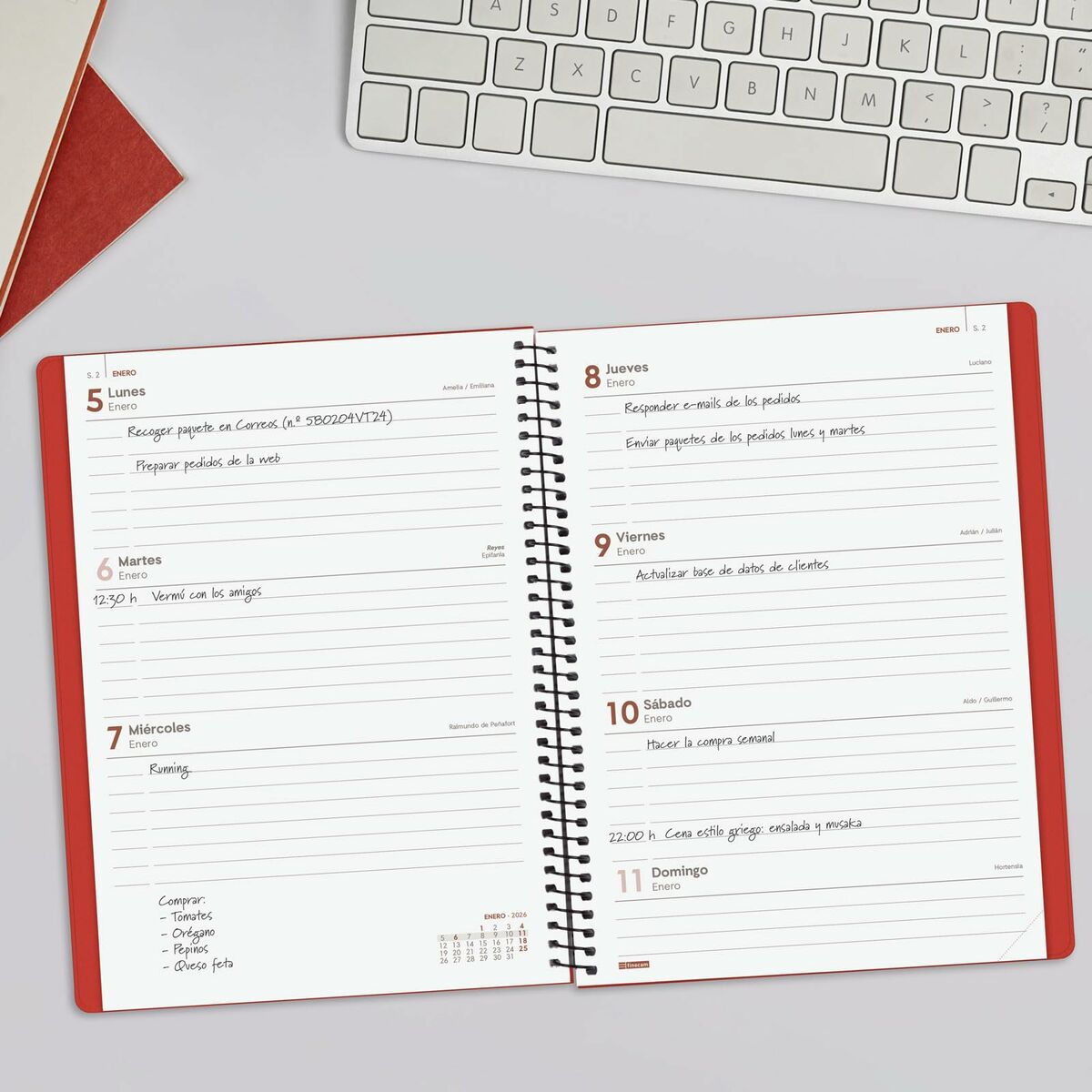 Agenda Finocam MY Rojo A5 15,5 x 21,2 cm 2026