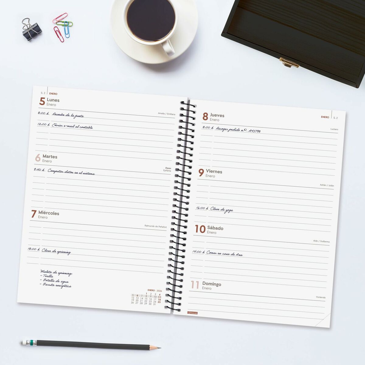 Agenda Finocam YEAR Negro A5 15,5 x 21,2 cm 2026