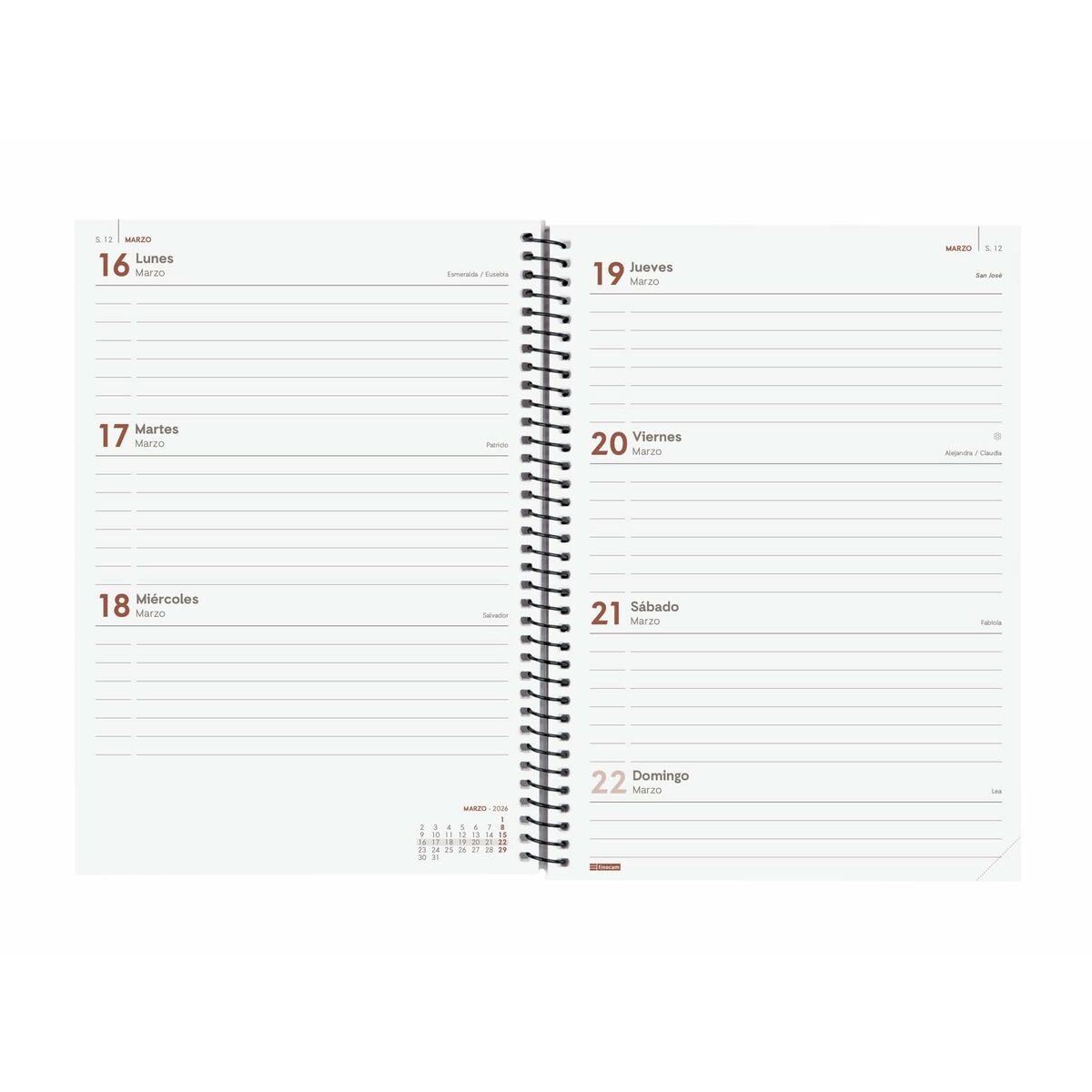 Agenda Finocam YEAR Negro A5 15,5 x 21,2 cm 2026