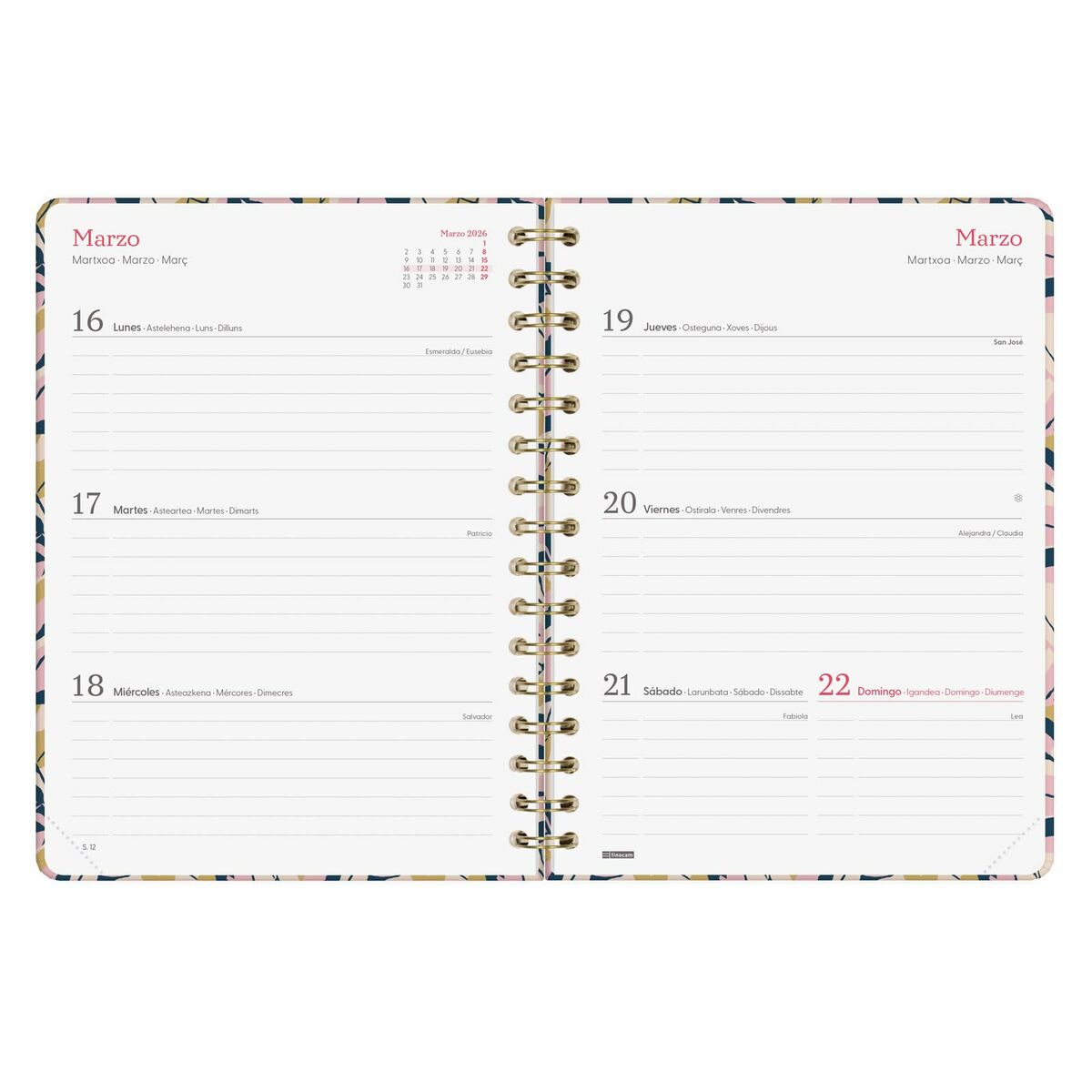 Agenda Finocam YOU A5 15,5 x 21,2 cm Hojas 2026
