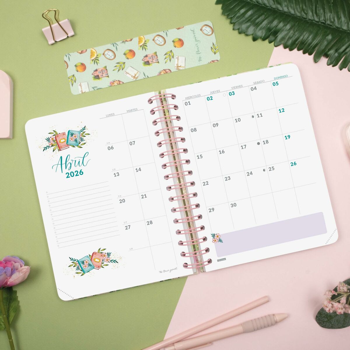 Agenda Finocam THE FLOWER JOURNAL A5 15,5 x 21,2 cm Rosa 2026