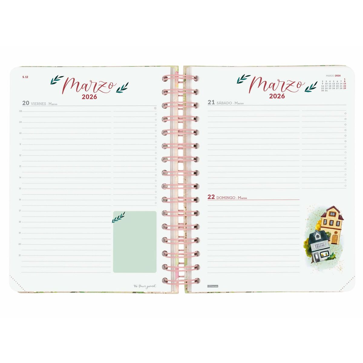 Agenda Finocam THE FLOWER JOURNAL A5 15,5 x 21,2 cm Rosa 2026
