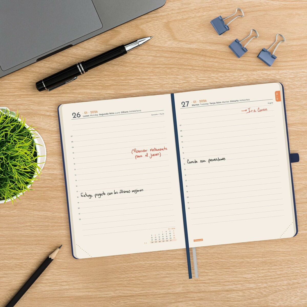 Agenda Finocam MÍNIMAL TEXTURA Azul 11,8 x 16,8 cm 2026