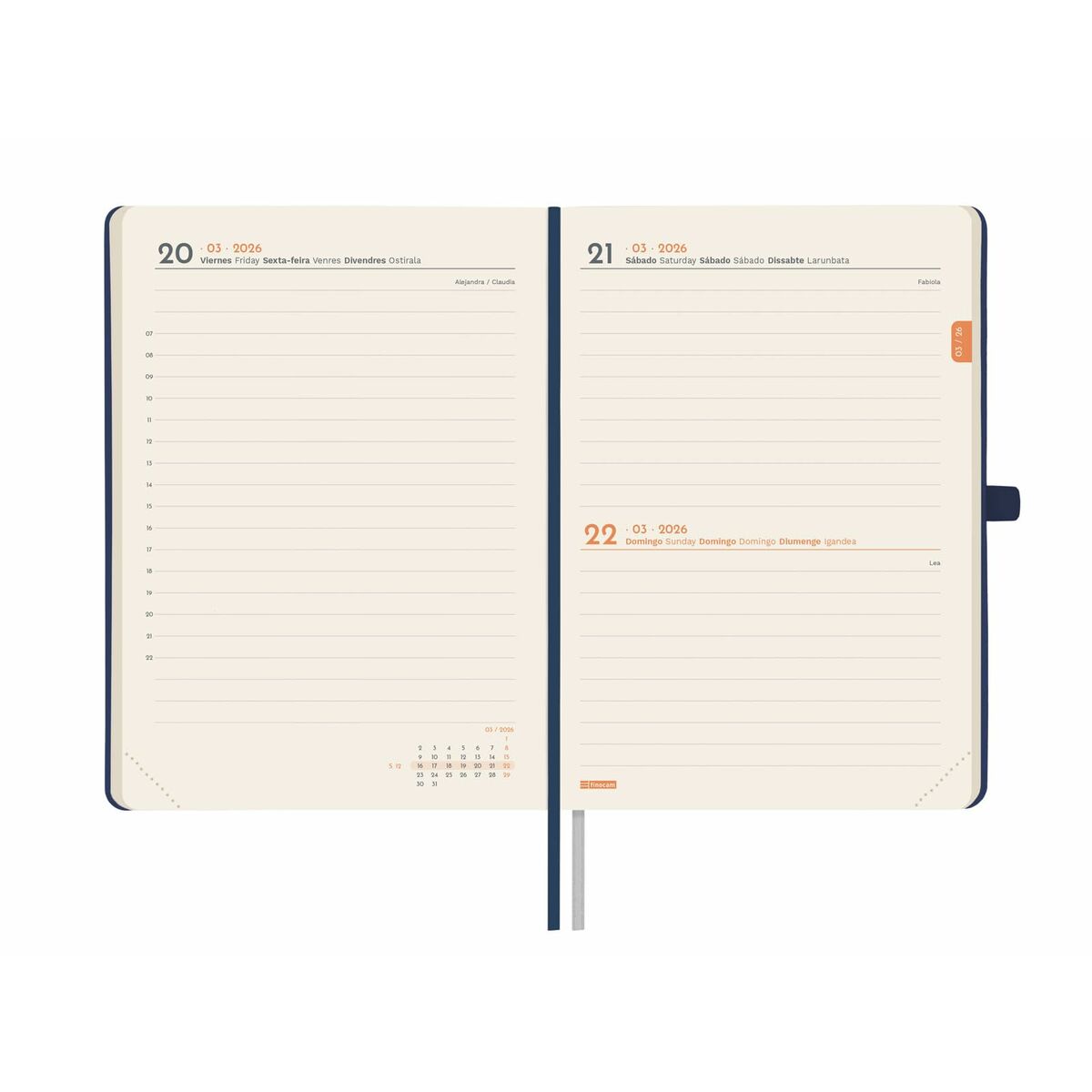 Agenda Finocam MÍNIMAL TEXTURA Azul 11,8 x 16,8 cm 2026