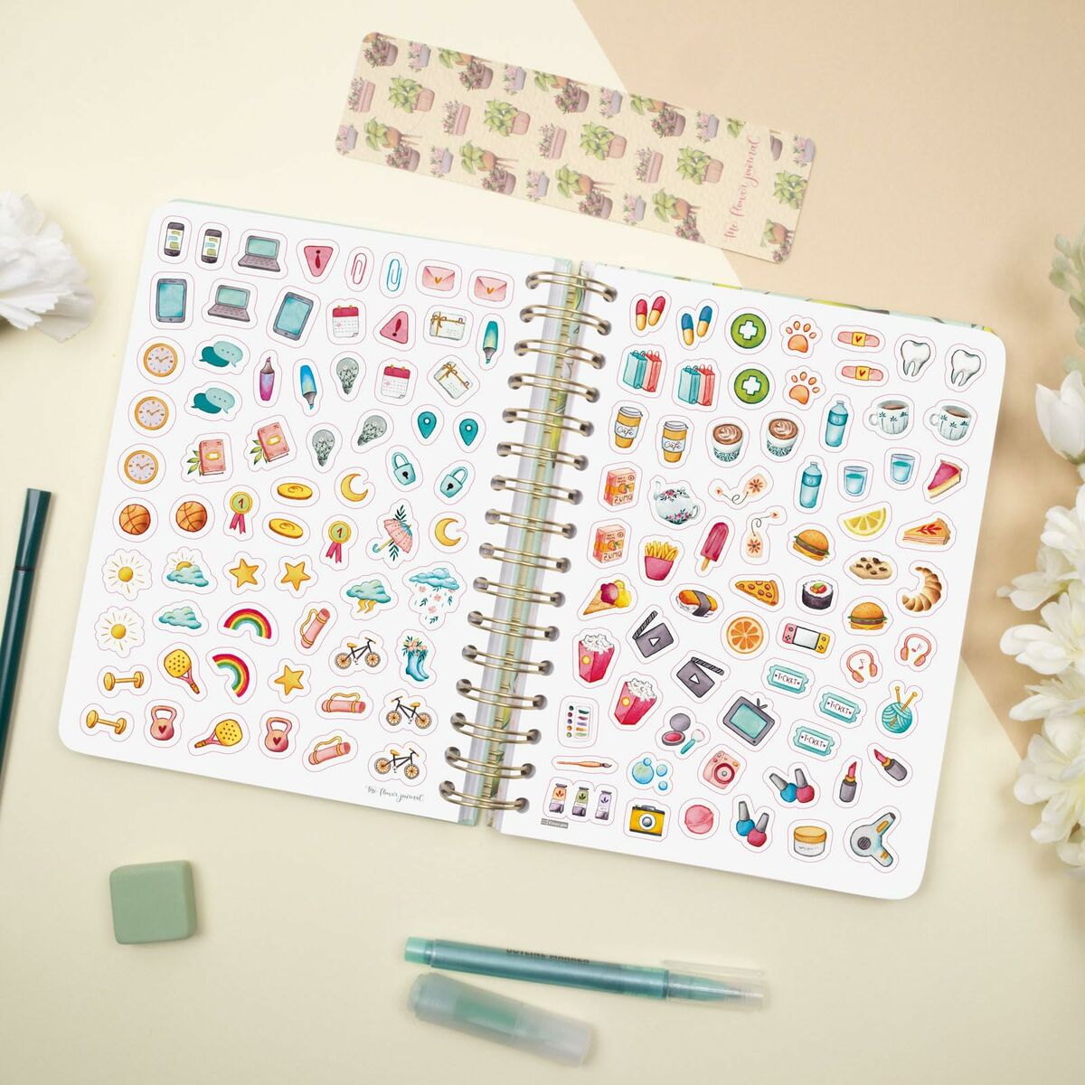 Agenda Finocam THE FLOWER JOURNAL A5 15,5 x 21,2 cm Verde 2026