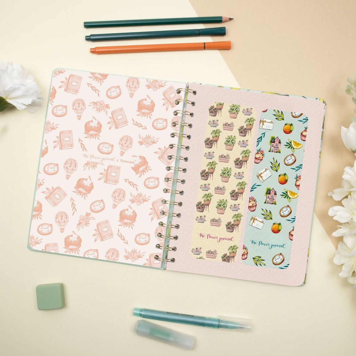 Agenda Finocam THE FLOWER JOURNAL A5 15,5 x 21,2 cm Verde 2026