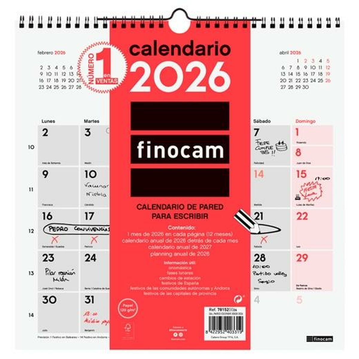 Calendario de pared Finocam Papel 2026 30 x 30 cm