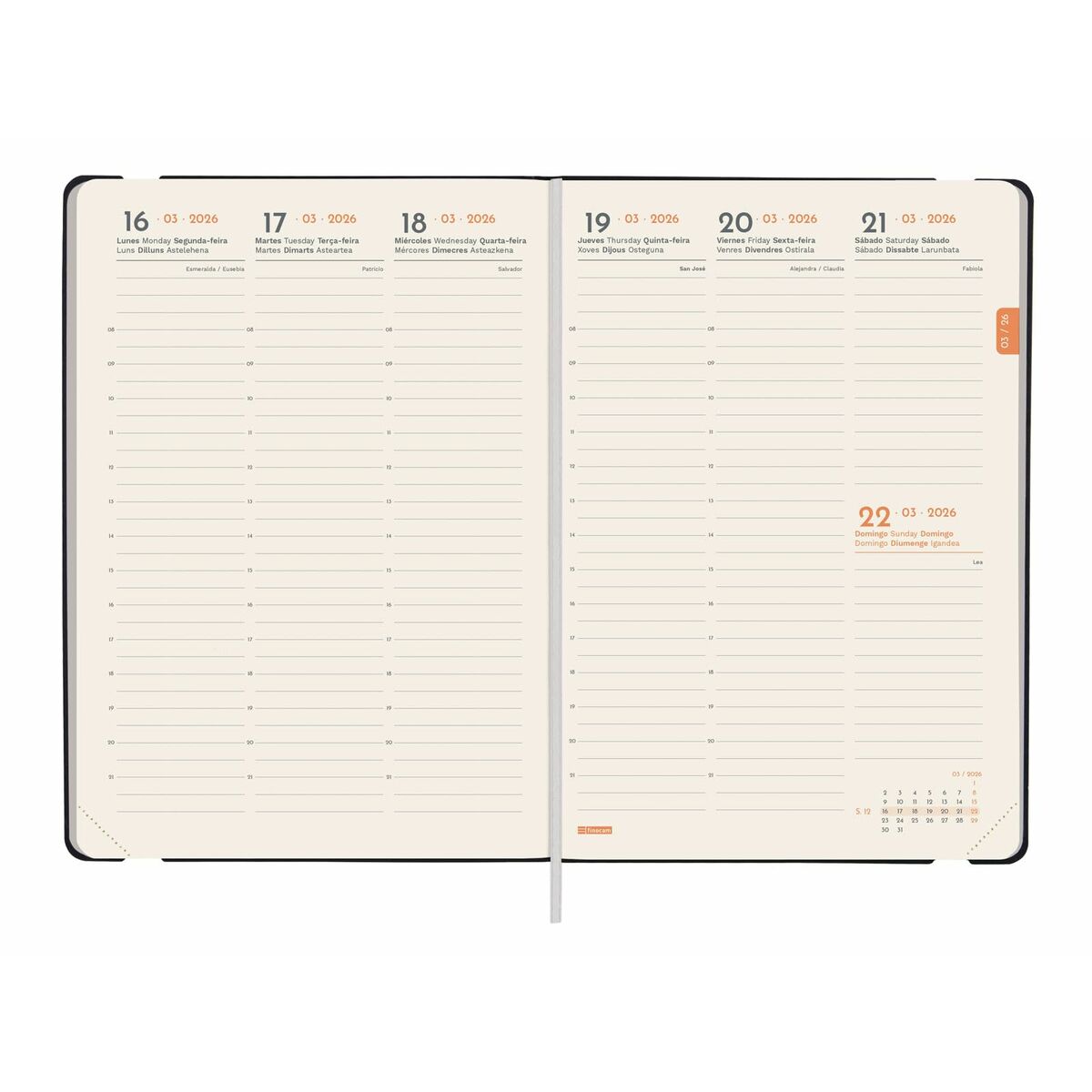 Agenda Finocam FLEXI Negro A5 14,8 x 21 cm 2026