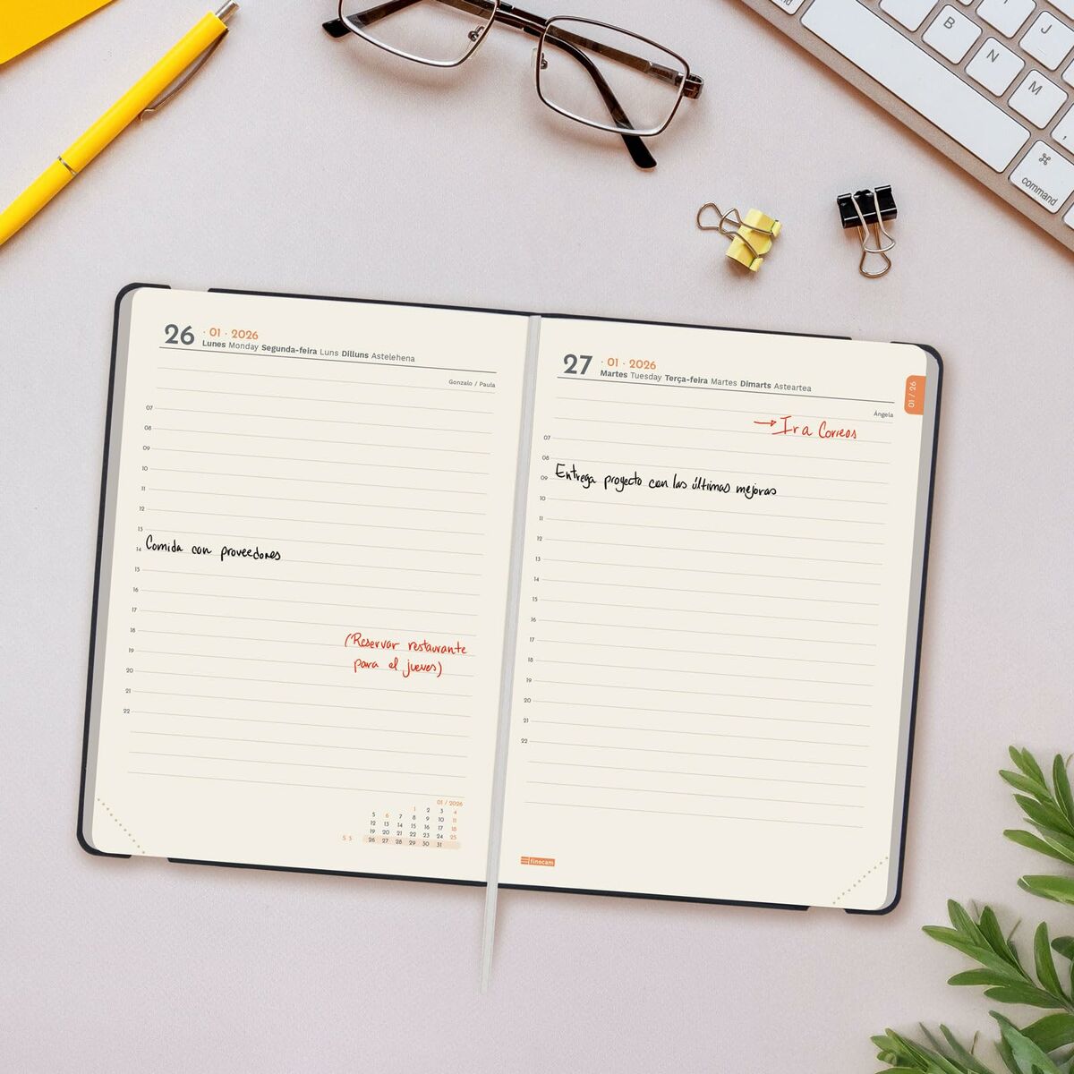 Agenda Finocam FLEXI Negro 11,8 x 16,8 cm 2026