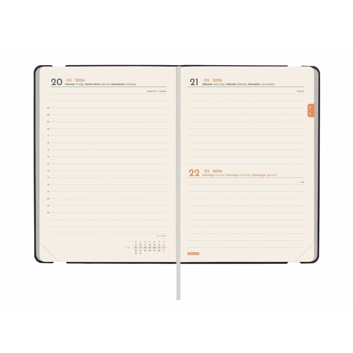 Agenda Finocam FLEXI Negro 11,8 x 16,8 cm 2026