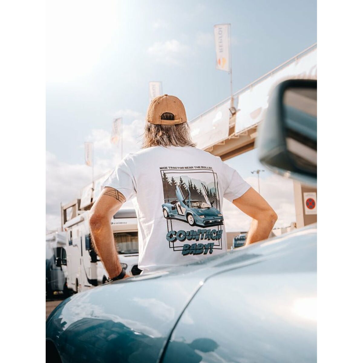 Camiseta de Manga Corta Hombre RADIKAL Nice Tractor Near the Bull XL Blanco