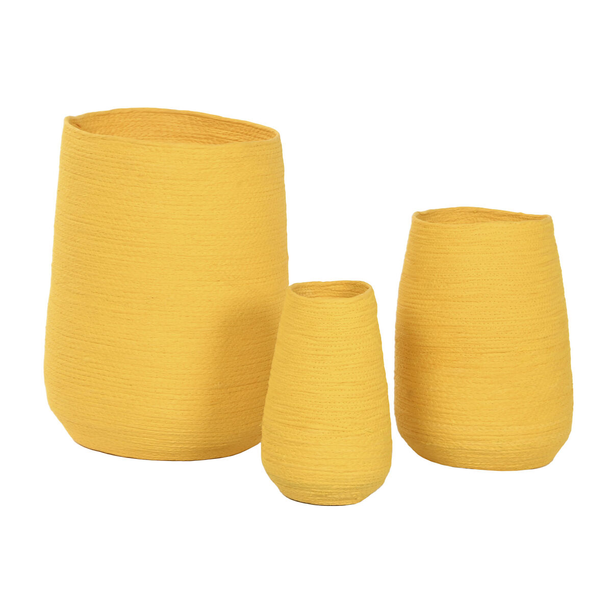 Macetero Home ESPRIT Amarillo Fibra Urbano 30 x 30 x 60 cm (3 Piezas)