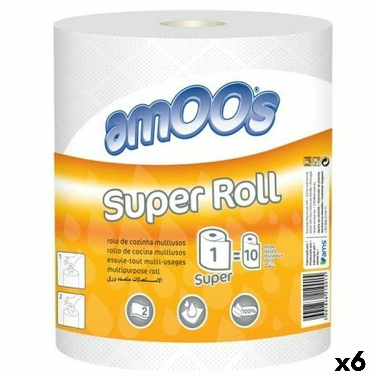 Papel de Cocina Amoos SUper Roll (6 Unidades)