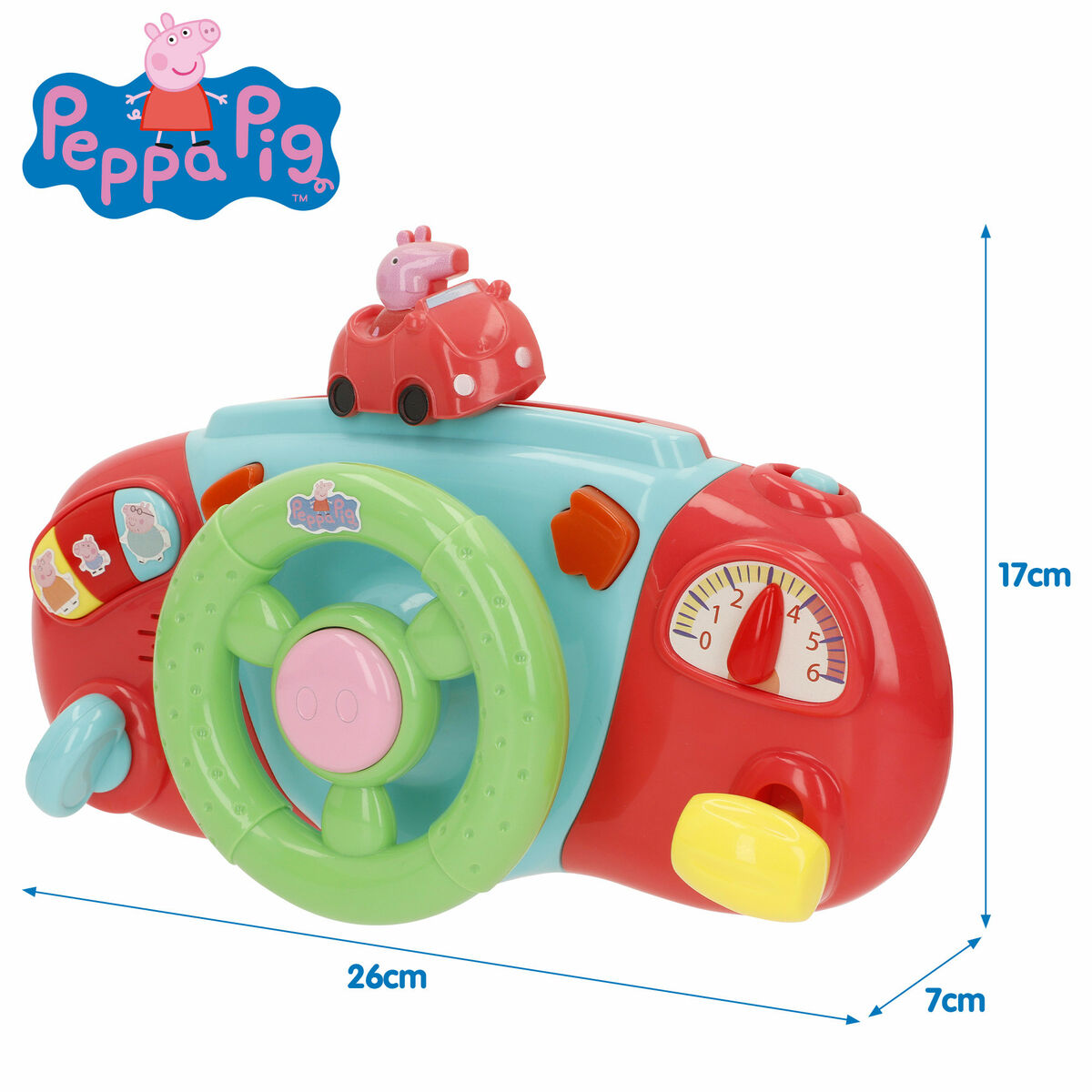Volante para Carrito de Paseo Peppa Pig 26 x 17 x 7 cm (4 Unidades)
