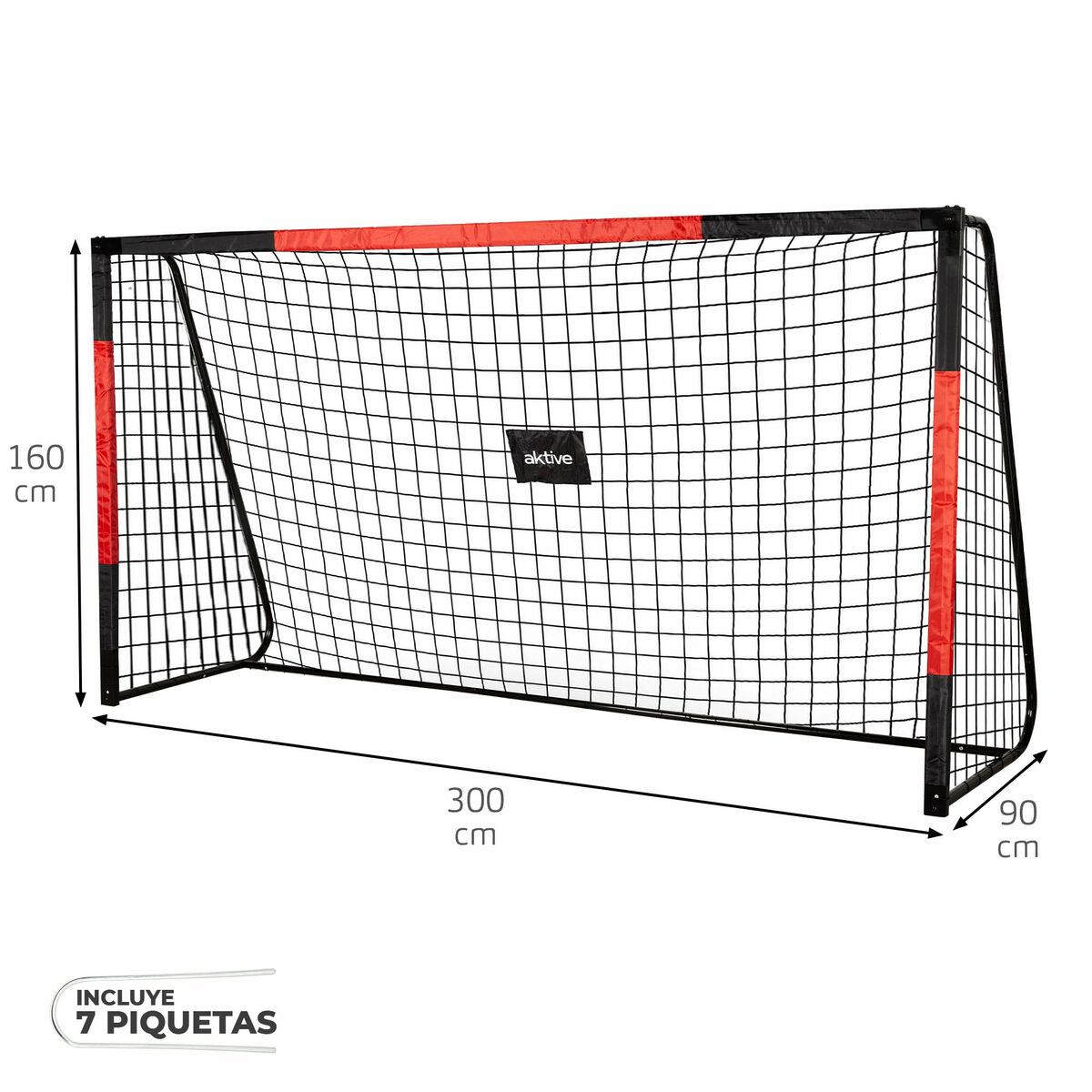 Portería de Fútbol Aktive 300 X 160 X 90 CM