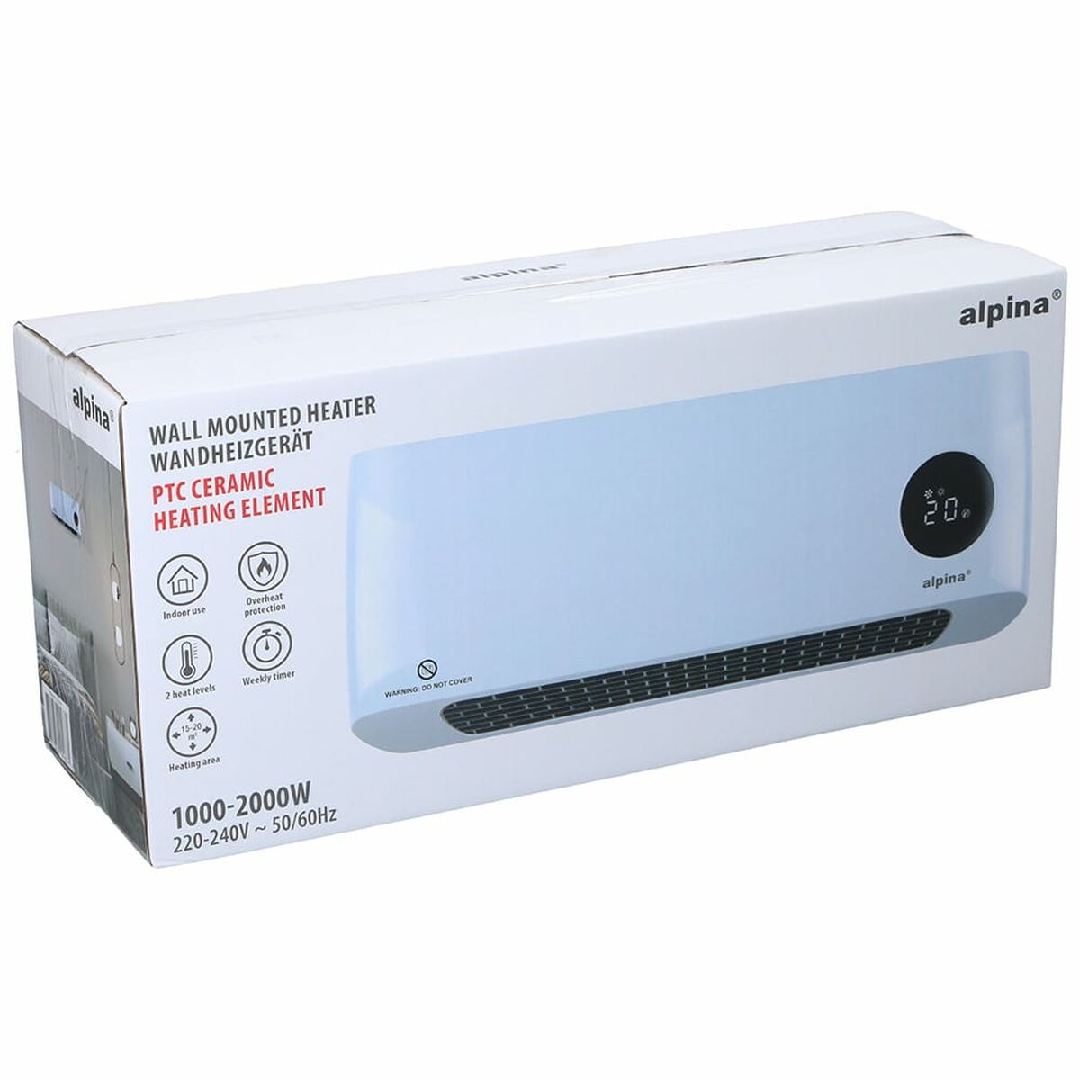 Calefactor Cerámico Eléctrico Alpina Blanco 1000-2000 W