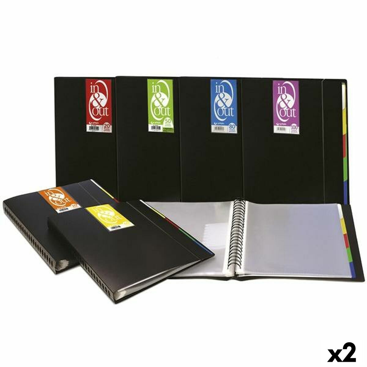 Carpeta Clasificadora Grafoplas IN & OUT Negro A4 (2 Unidades)