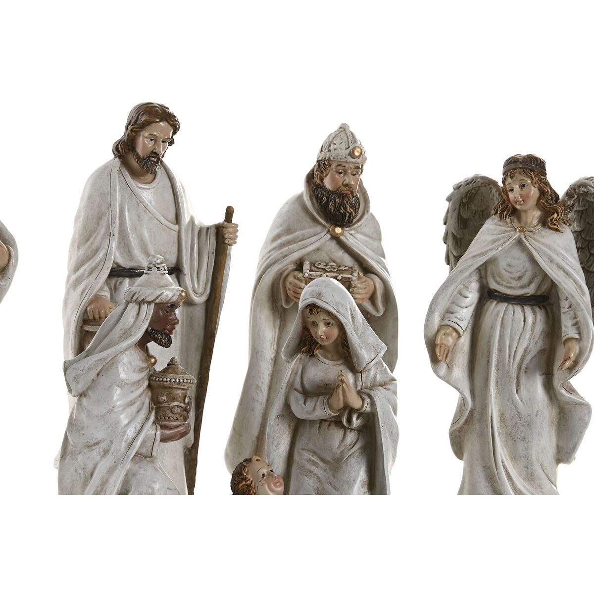 Belén de Navidad Home ESPRIT Blanco Resina 8 x 6 x 19 cm (8 Piezas)