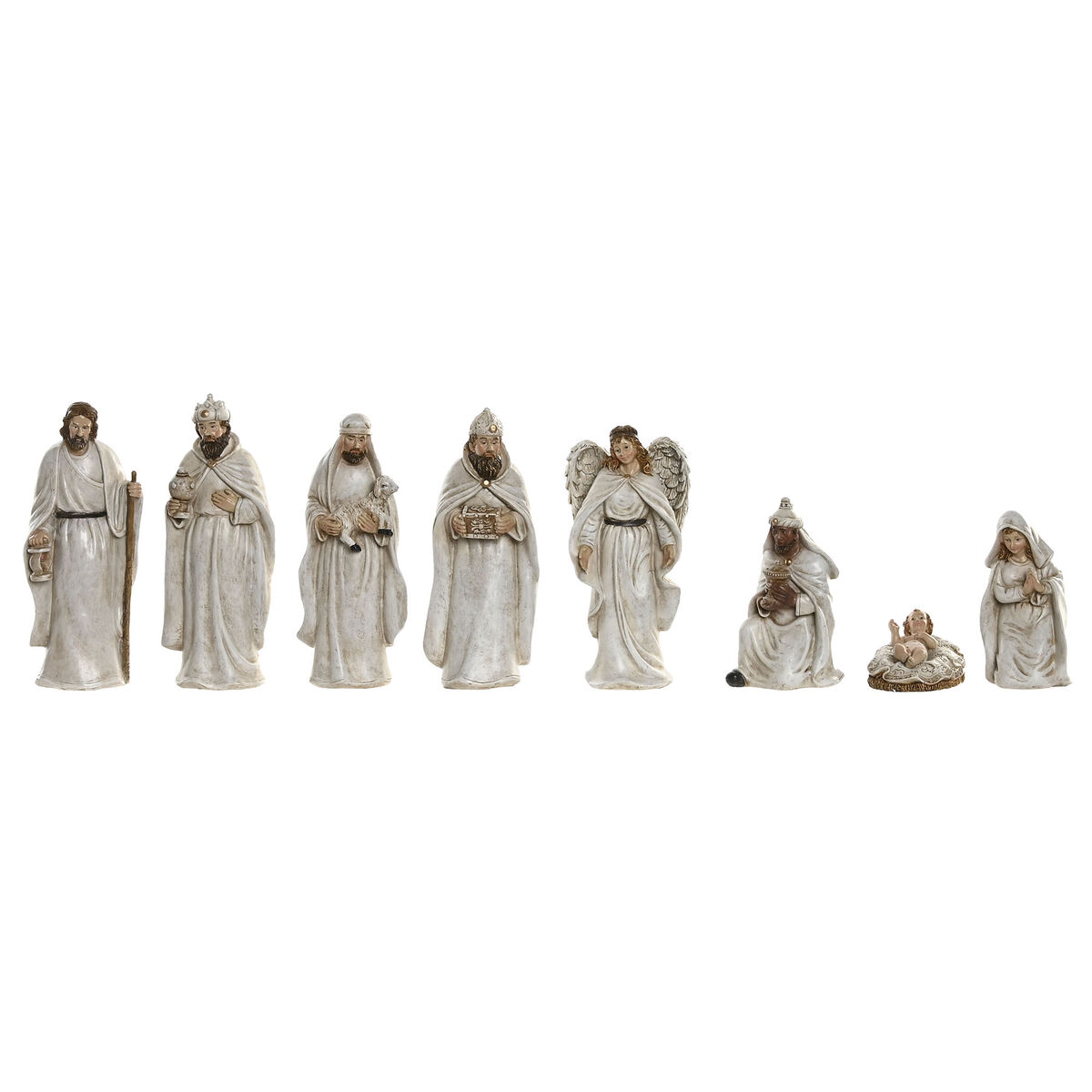 Belén de Navidad Home ESPRIT Blanco Resina 8 x 6 x 19 cm (8 Piezas)