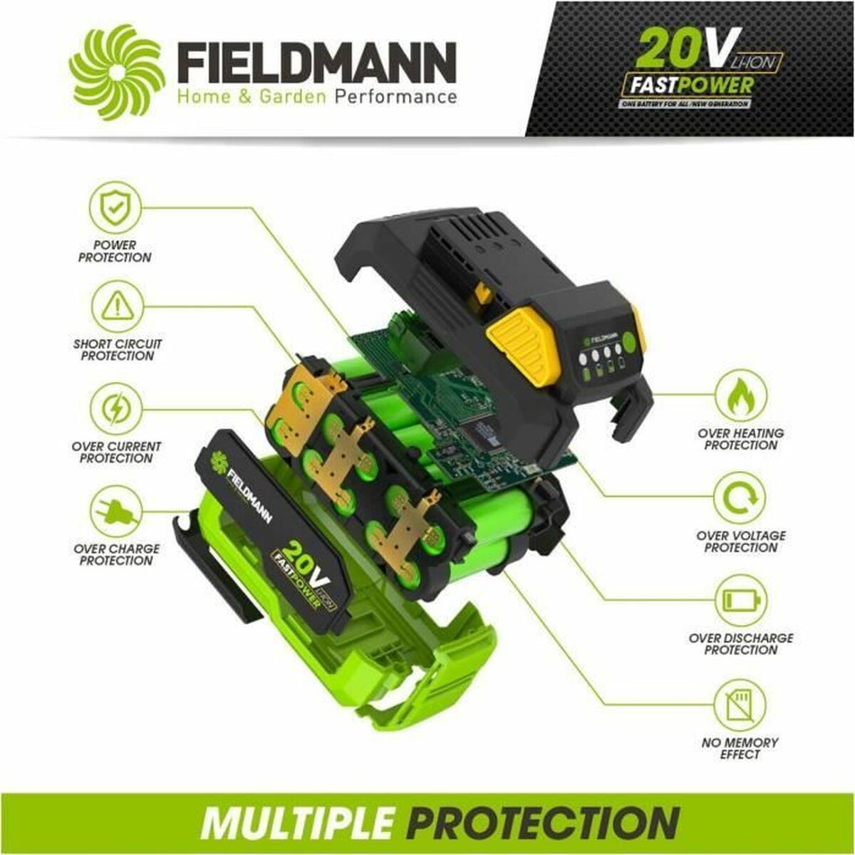Batería de litio recargable Fieldmann 20V - 8Ah 8 Ah 20 V