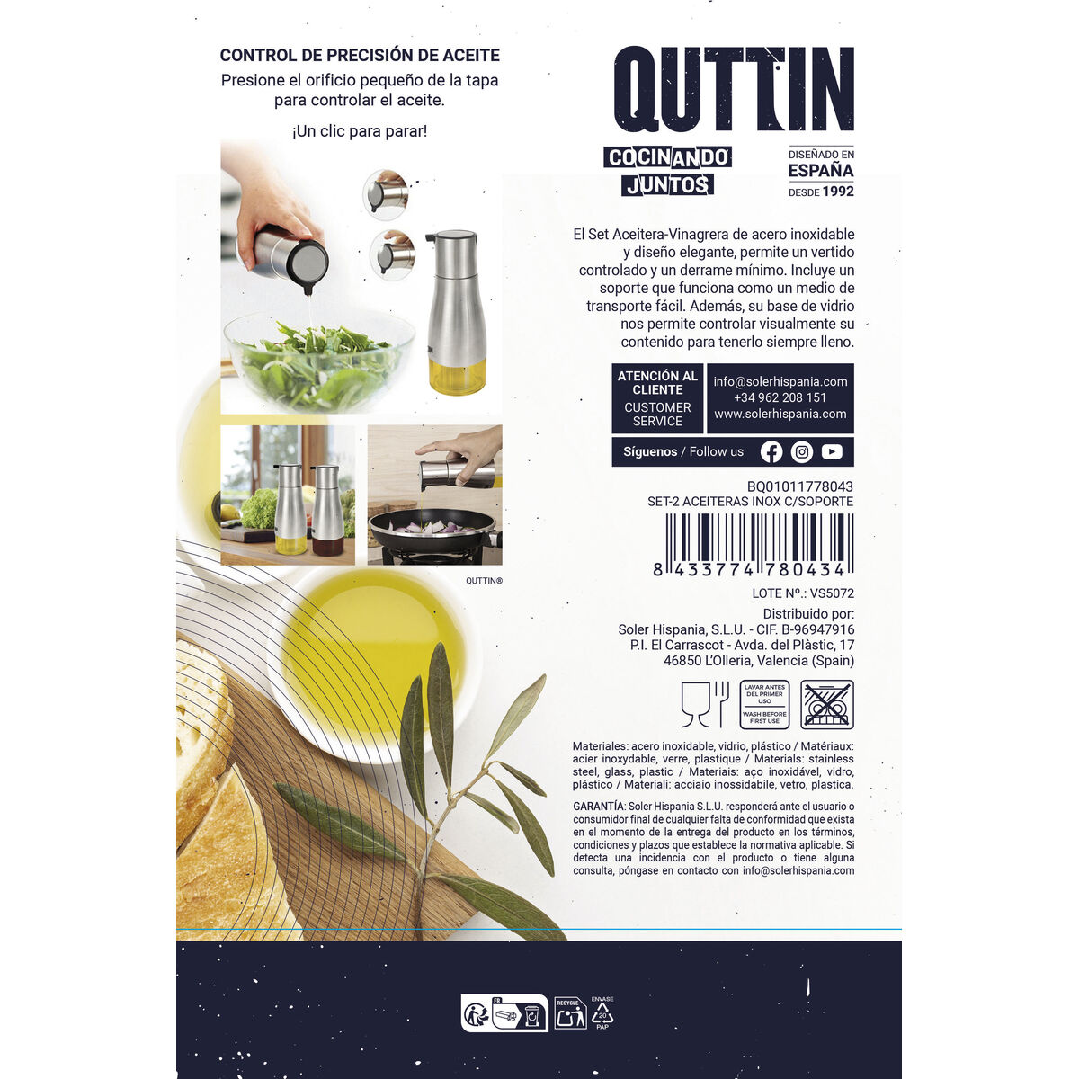 Aceitera Quttin 0,32 L 2 Piezas (12 Unidades)