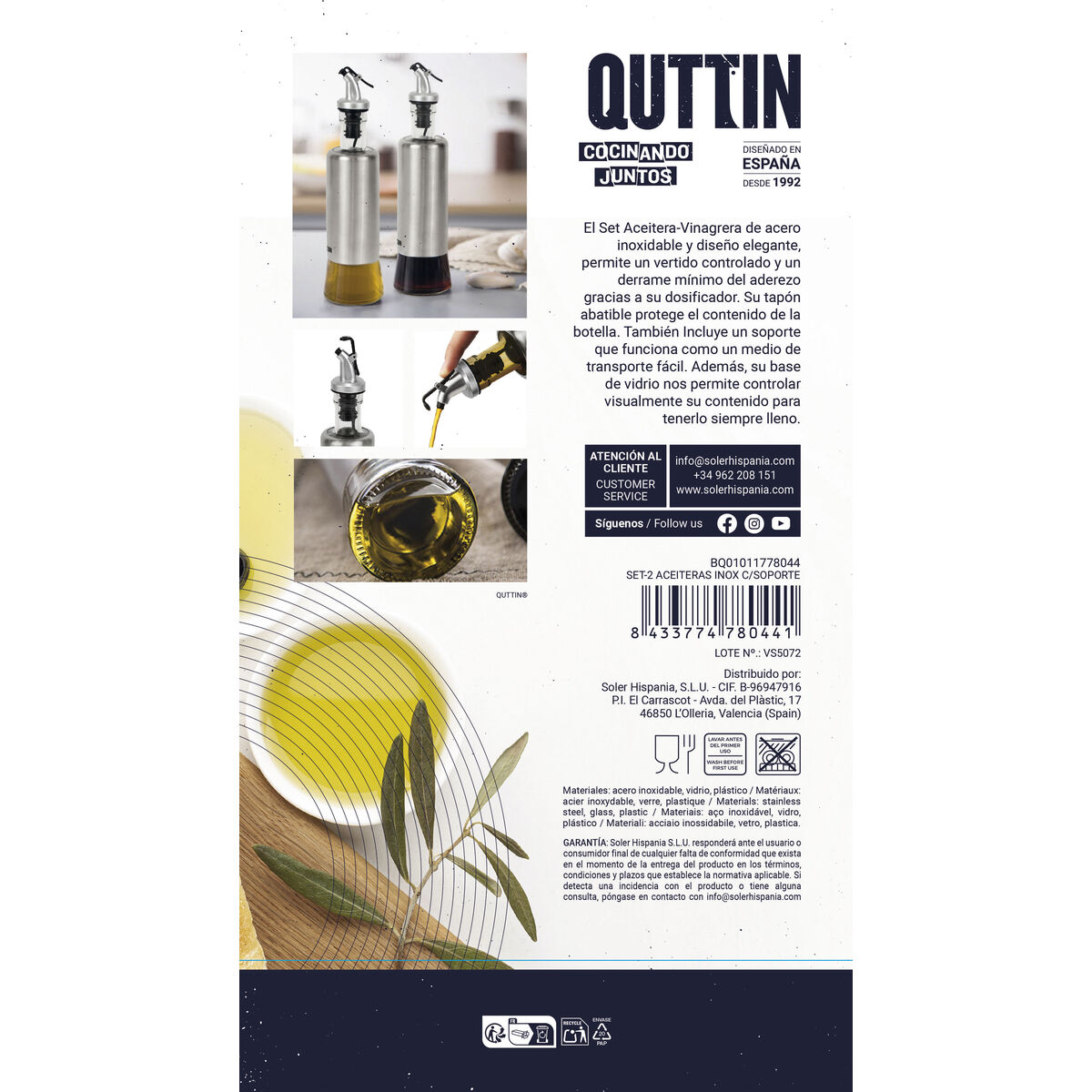 Aceitera Quttin 0,3 L 2 Piezas (8 Unidades)