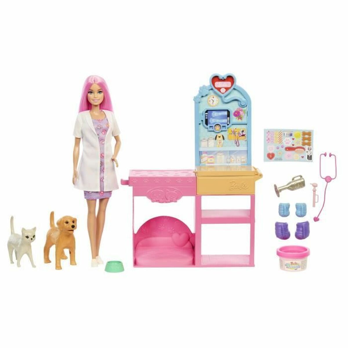 Playset Barbie Veterinarian Clinic 15 Piezas