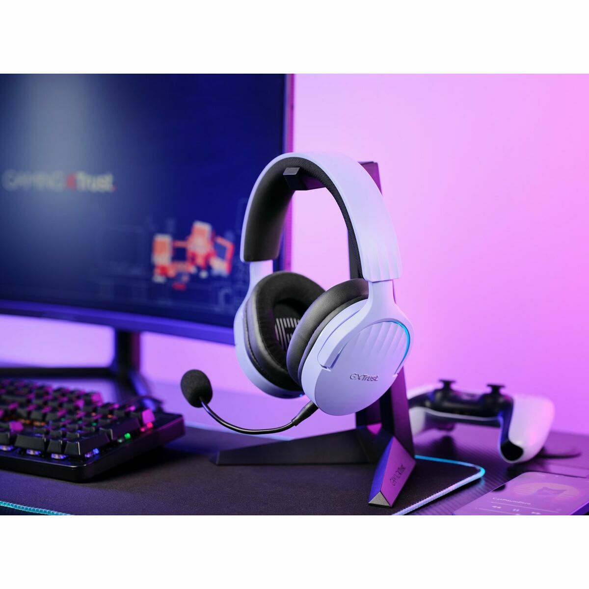 Auriculares con Micrófono Gaming Trust GXT 491 Negro Púrpura