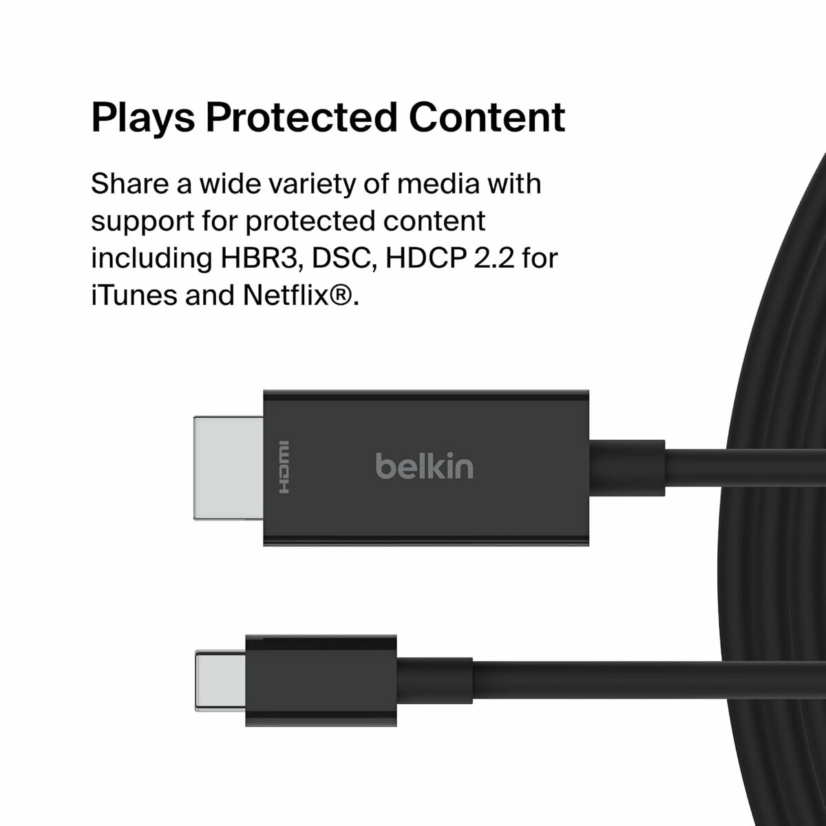Cable USB-C a HDMI Belkin AVC012bt2MBK Negro 2 m