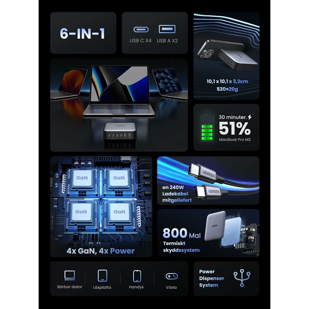 Cable USB a Lightning Ugreen 40914 Negro Gris 2 m