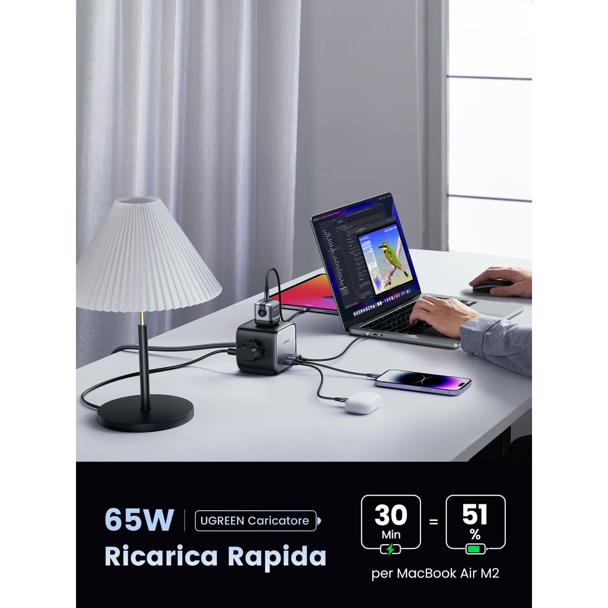 Cable USB a Lightning Ugreen 60113 Gris 1,8 m