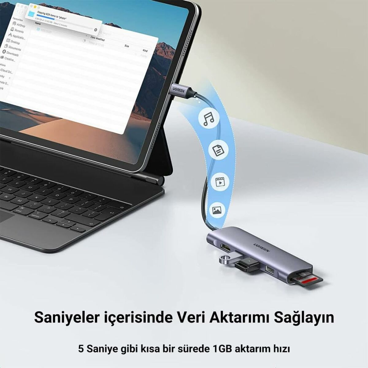 Cable USB a Lightning Ugreen 20956A Plateado