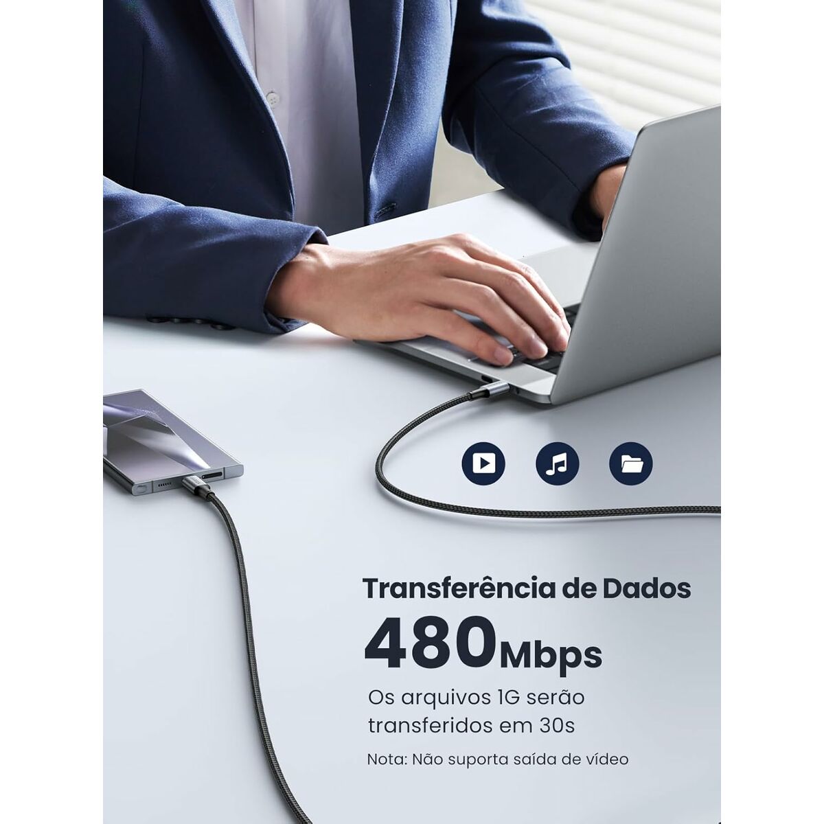 Cable USB a Lightning Ugreen 70427 Negro Plateado 1 m