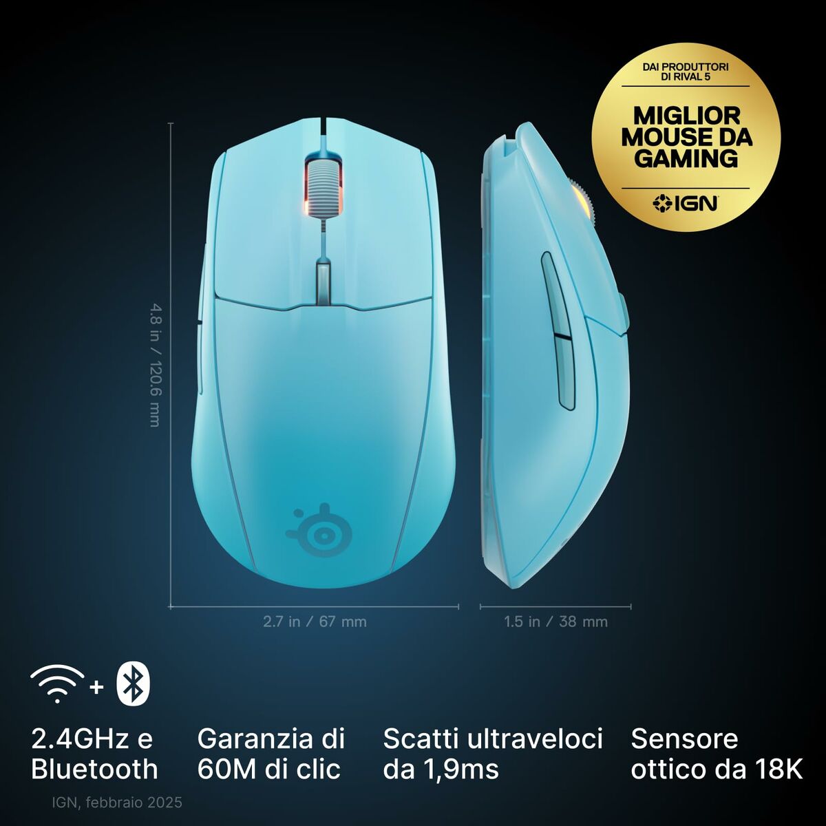Ratón SteelSeries 62526 Agua 18000 dpi