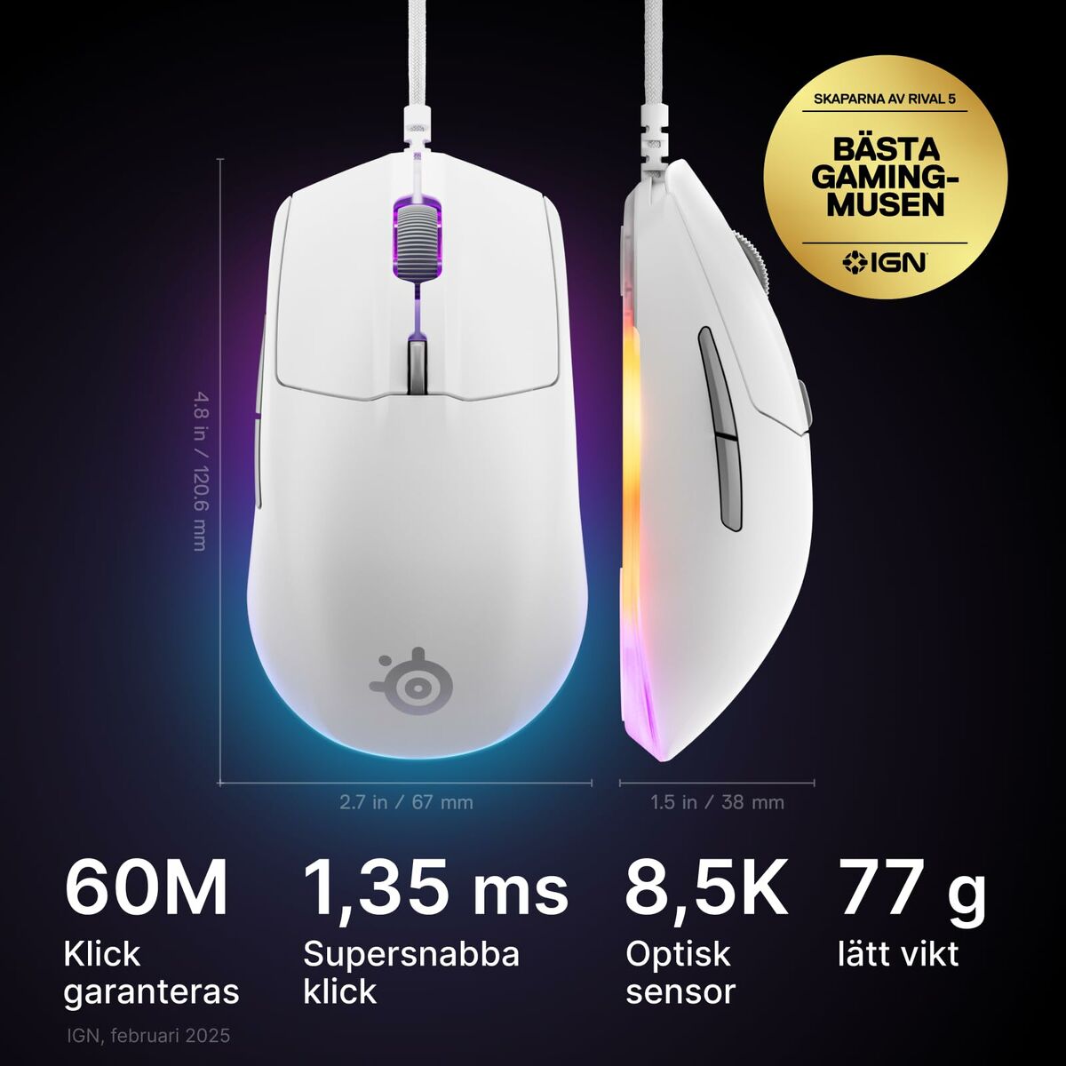Ratón SteelSeries 62516 Blanco