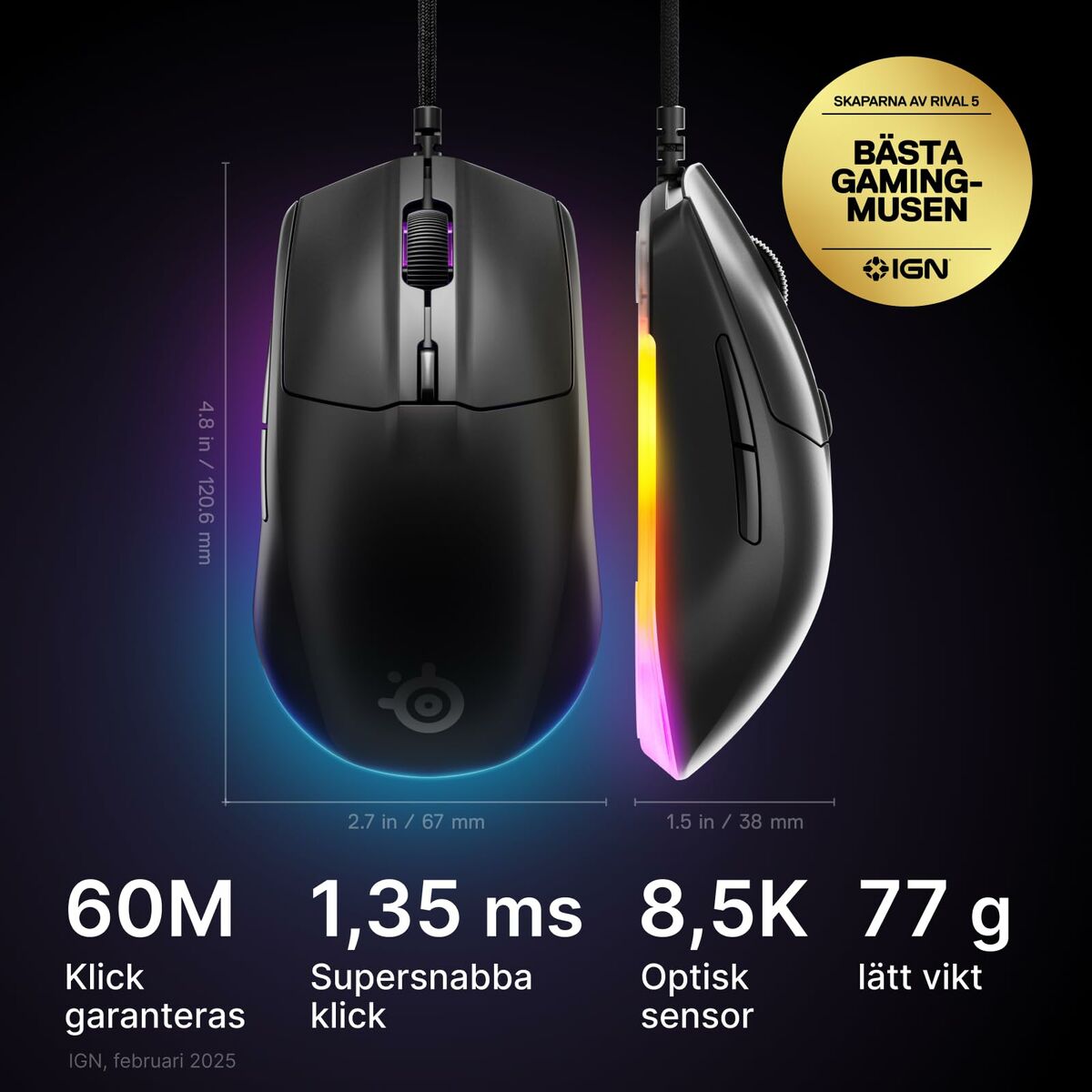 Ratón SteelSeries 62515 Negro 8500 dpi