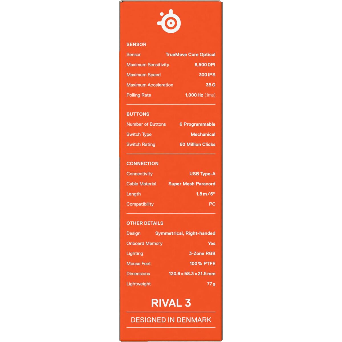 Ratón SteelSeries 62515 Negro 8500 dpi