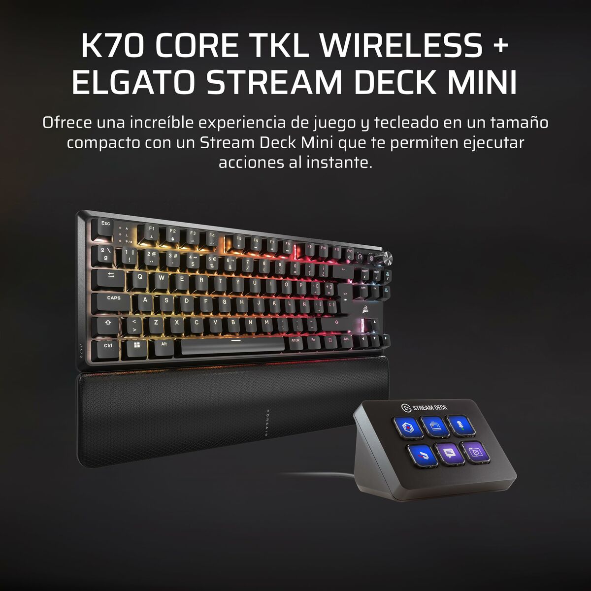 Teclado Inalámbrico Corsair CH-914901E-ES Negro Qwerty Español